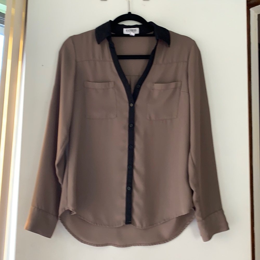 XS Express Portofino button down shirt brown & black